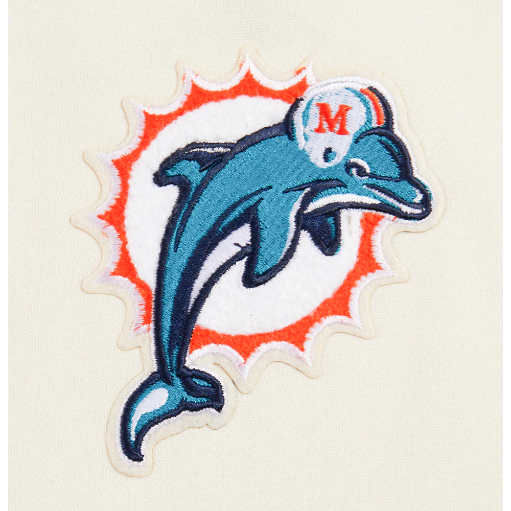 NFL MIAMI DOLPHINS RETRO CLASSIC LITTLE BOY'S RIB FLC PO HOODIE (EGGSHELL/ BLACK) - Image 9