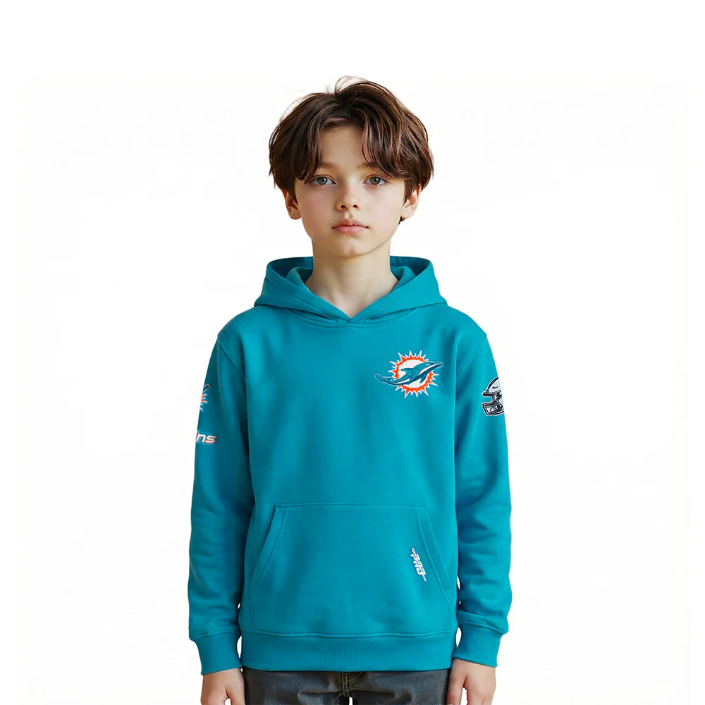NFL MIAMI DOLPHINS CLASSIC CHENILLE LITTLE BOY'S FLEECE PO HOODIE (TEAL)