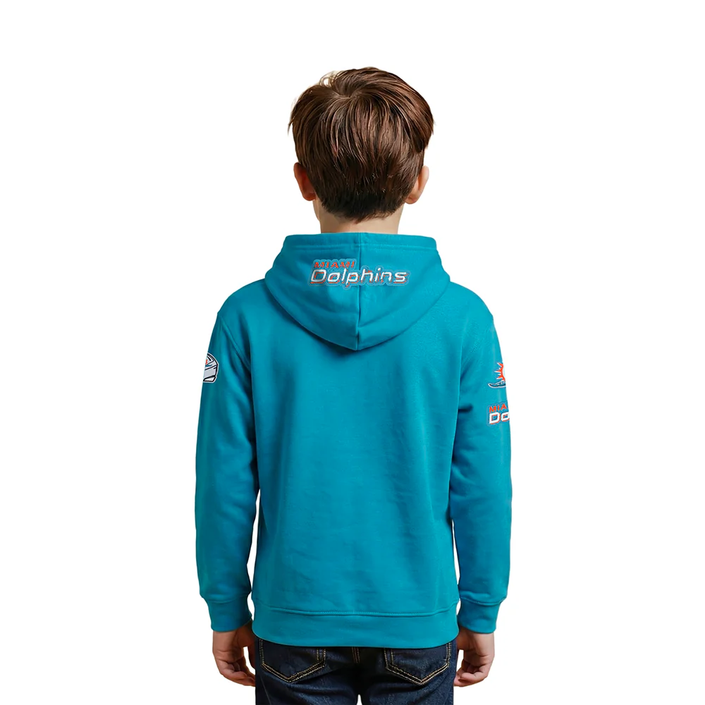 NFL MIAMI DOLPHINS CLASSIC CHENILLE LITTLE BOY'S FLEECE PO HOODIE (TEAL) - Image 2