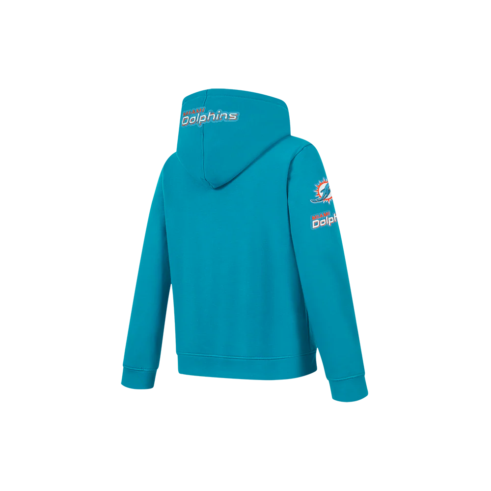 NFL MIAMI DOLPHINS CLASSIC CHENILLE LITTLE BOY'S FLEECE PO HOODIE (TEAL) - Image 4