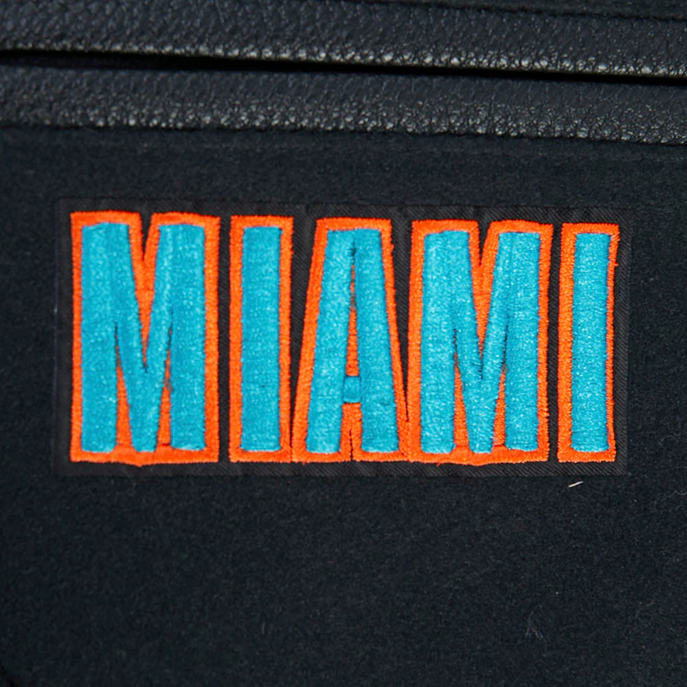 NFL MIAMI DOLPHINS RETRO CLASSIC LITTLE BOYS RIB WOOL VARSITY JACKET (BLACK) - Image 9