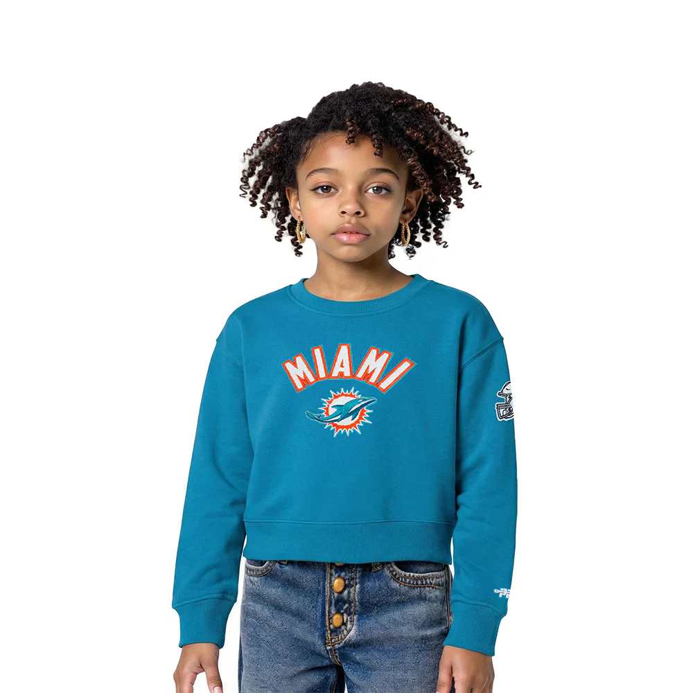 NFL MIAMI DOLPHINS CLASSIC LITTLE GIRL'S FLC CREWNECK (TEAL)