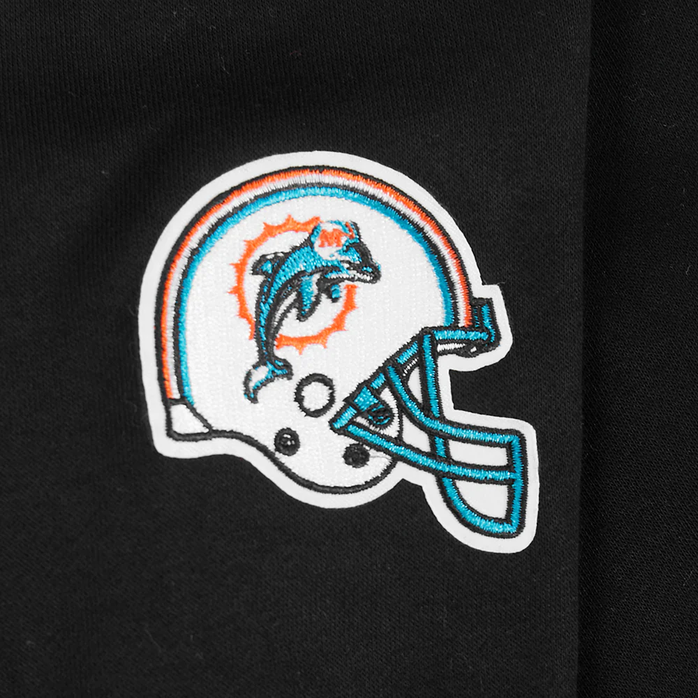 NFL MIAMI DOLPHINS RETRO CLASSIC LITTLE GIRLS  RIB FLEECE CREWNECK (BLACK) - Image 7