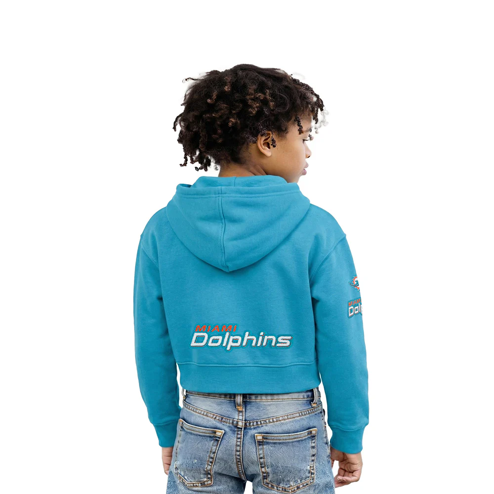 NFL MIAMI DOLPHINS CLASSIC LITTLE GIRL'S FLEECE FULL ZIP HOODIE (TEAL) - Image 2