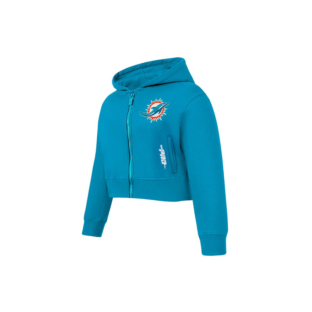 NFL MIAMI DOLPHINS CLASSIC LITTLE GIRL'S FLEECE FULL ZIP HOODIE (TEAL) - Image 3