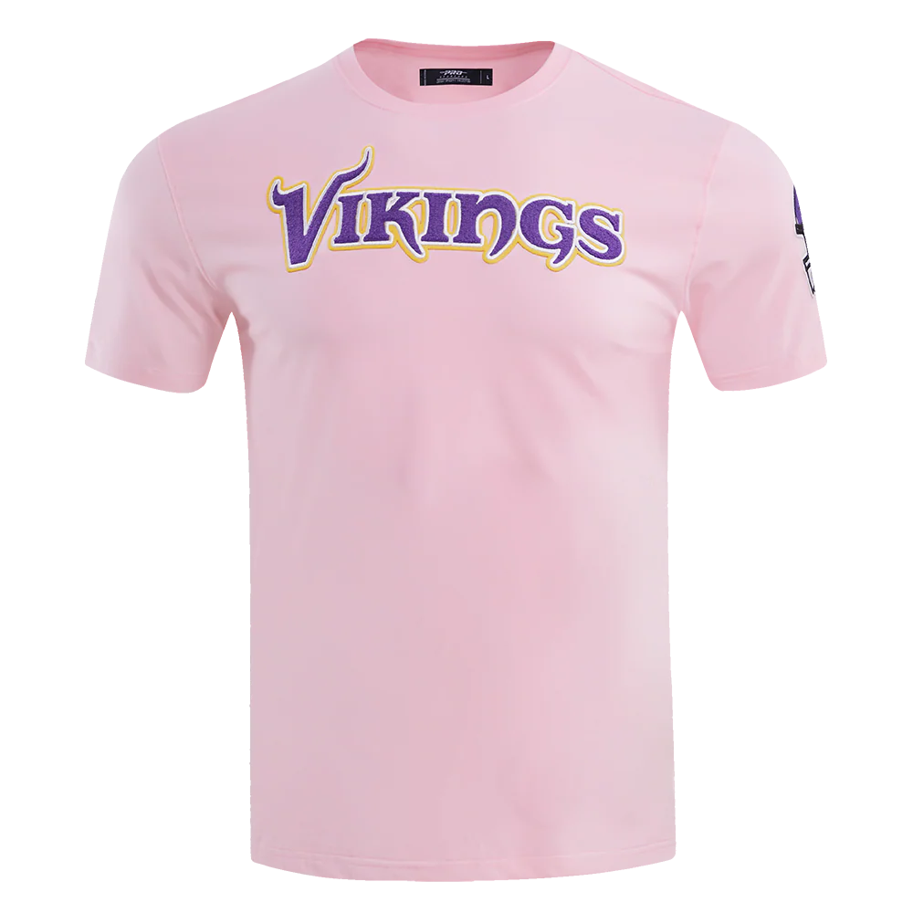 NFL MINNESOTA VIKINGS CLASSIC CHENILLE SINGLE JERSEY TEE (PINK)