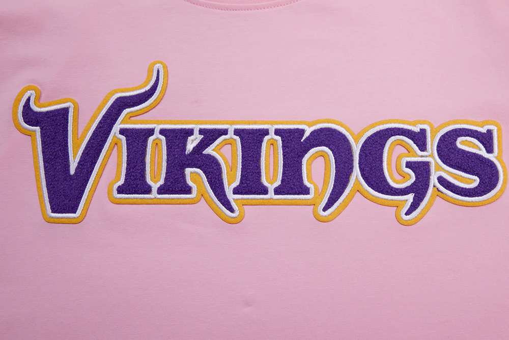 NFL MINNESOTA VIKINGS CLASSIC CHENILLE SINGLE JERSEY TEE (PINK) - Image 5