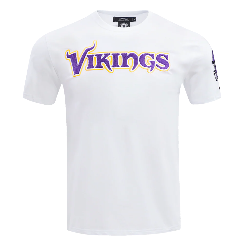 NFL MINNESOTA VIKINGS CLASSIC CHENILLE SINGLE JERSEY TEE (WHITE)