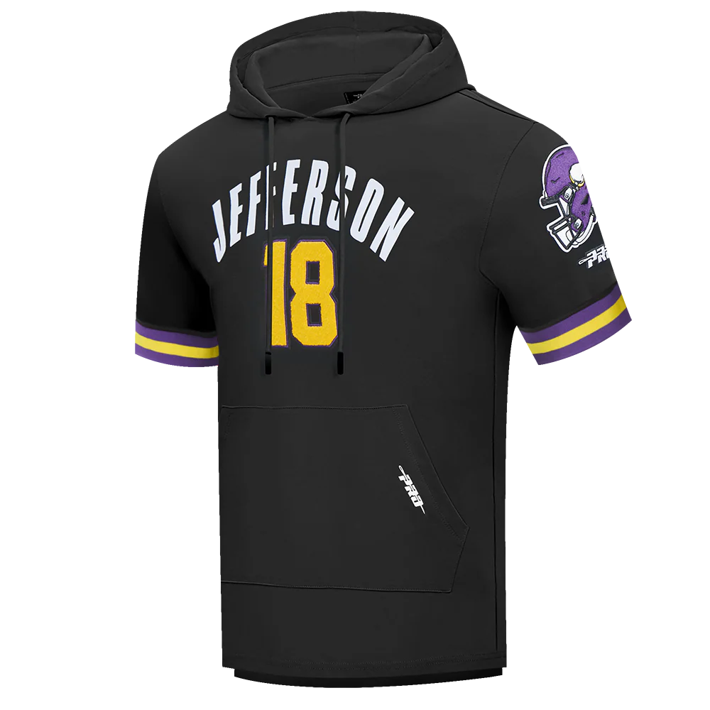 NFL MINNESOTA VIKINGS JUSTIN JEFFERSON #18 CLASSIC PNN MEN'S SS PO H (BLACK/PURPLE) - Image 3