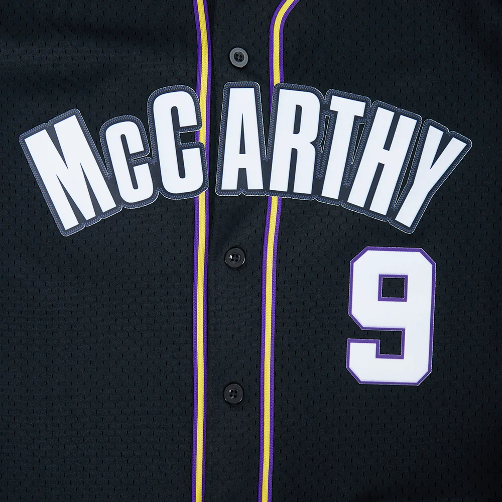 NFL MINNESOTA VIKINGS JJ MCCARTHY #9 CLASSIC MESH PNN MEN'S MESH BUTTON DOWN SHIRT (BLACK/PURPLE) - Image 6