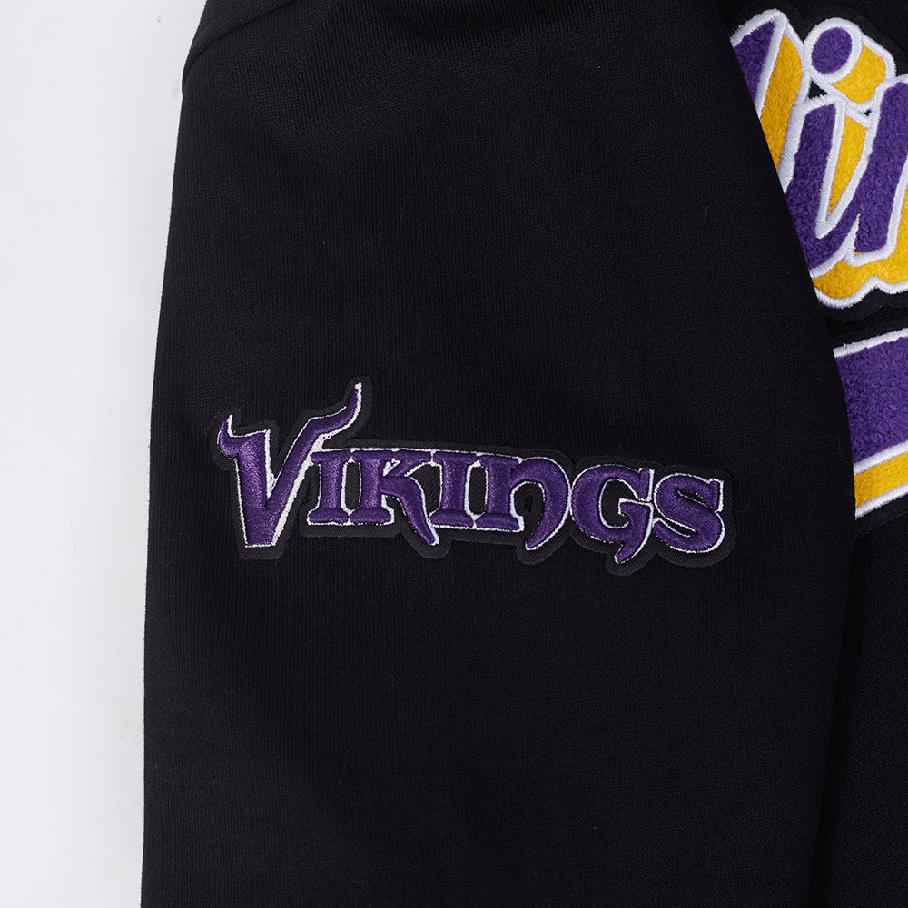 NFL MINNESOTA VIKINGS SCRIPT TAIL MEN'S RIB FLC PO HOODIE (BLACK) - Image 10