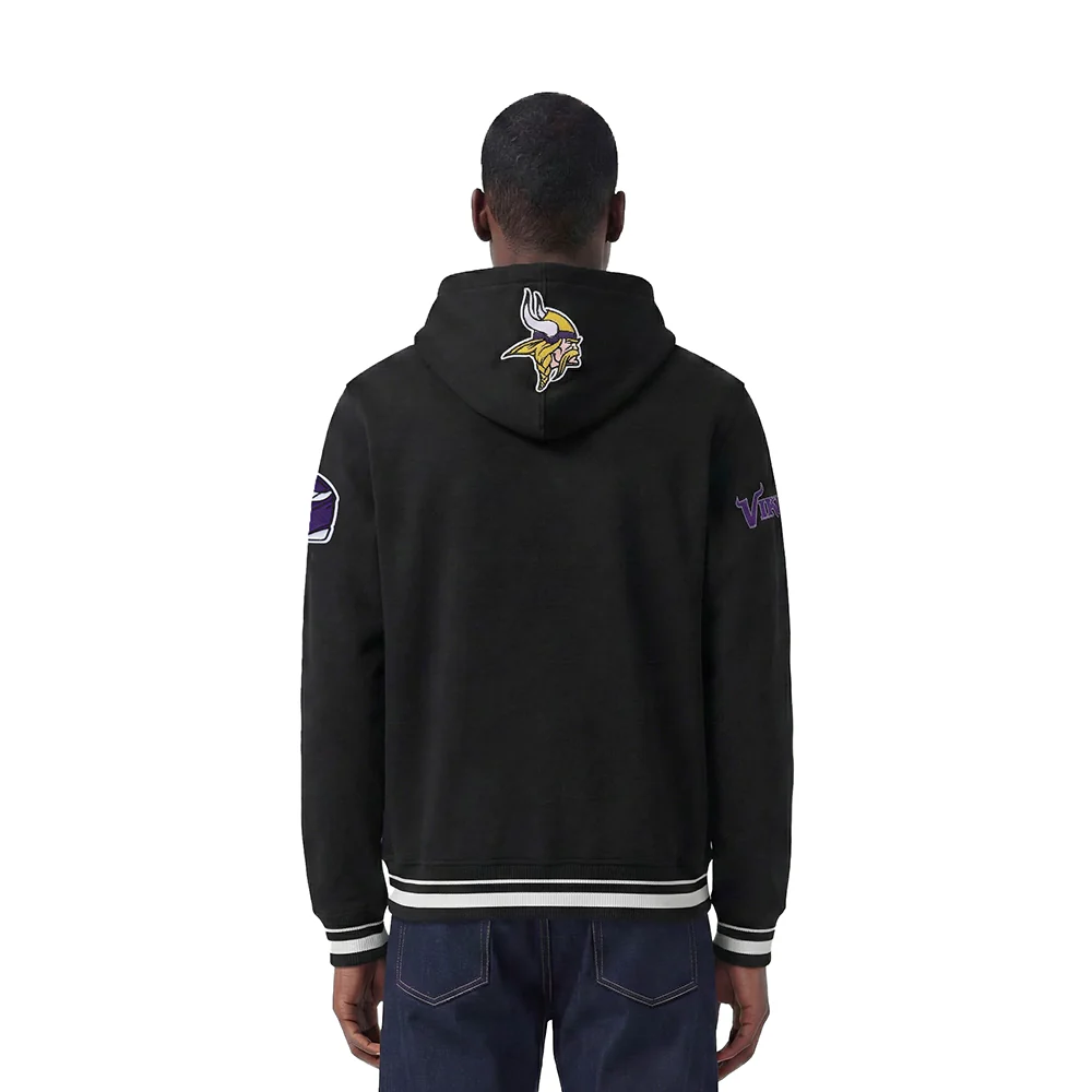 NFL MINNESOTA VIKINGS SCRIPT TAIL MEN'S RIB FLC PO HOODIE (BLACK) - Image 2