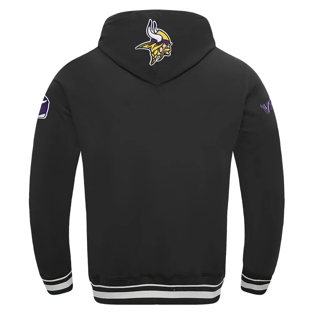 NFL MINNESOTA VIKINGS SCRIPT TAIL MEN'S RIB FLC PO HOODIE (BLACK) - Image 7