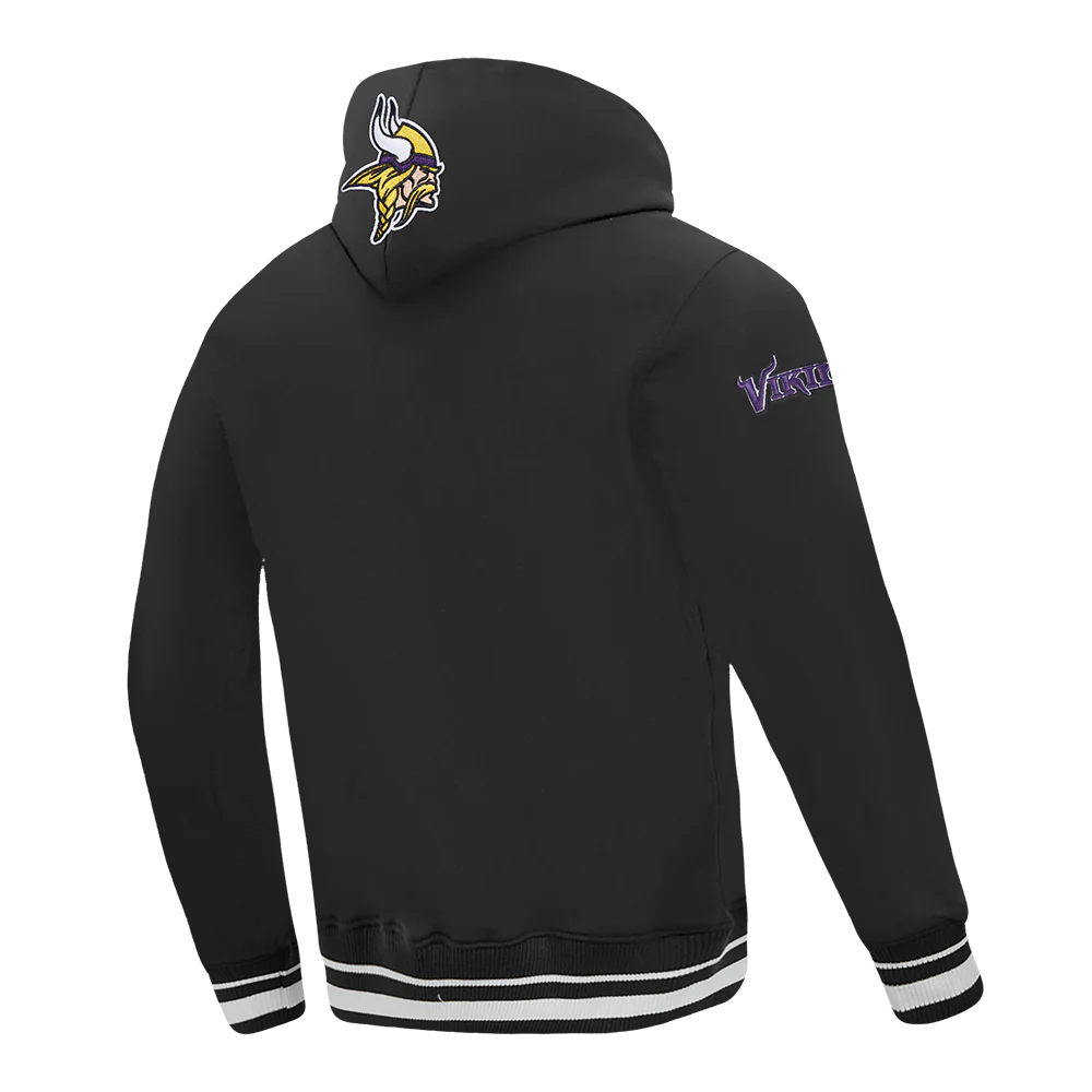 NFL MINNESOTA VIKINGS SCRIPT TAIL MEN'S RIB FLC PO HOODIE (BLACK) - Image 8