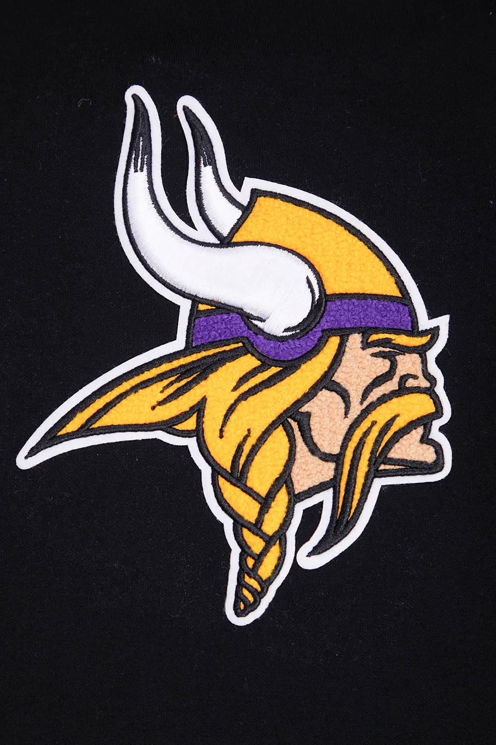 NFL MINNESOTA VIKINGS CLASSIC CHENILLE MEN'S DOUBLE KNIT PULLOVER HOODIE (BLACK) - Image 5
