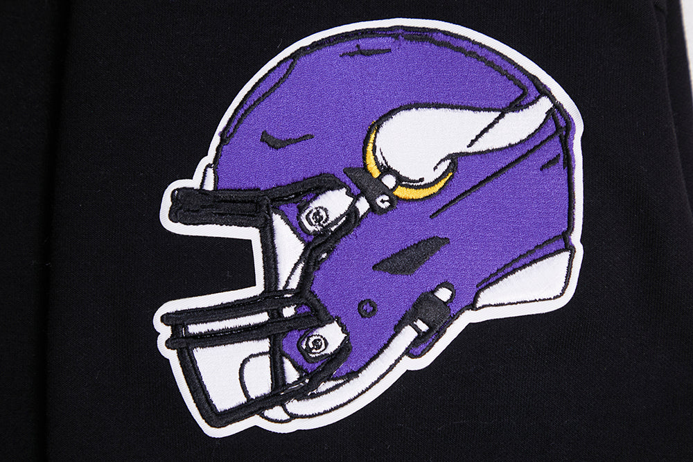 NFL MINNESOTA VIKINGS CLASSIC CHENILLE MEN'S DOUBLE KNIT PULLOVER HOODIE (BLACK) - Image 7