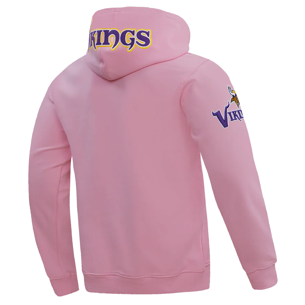 NFL MINNESOTA VIKINGS CLASSIC CHENILLE DOUBLE KNIT PULLOVER HOODIE (PINK) - Image 3