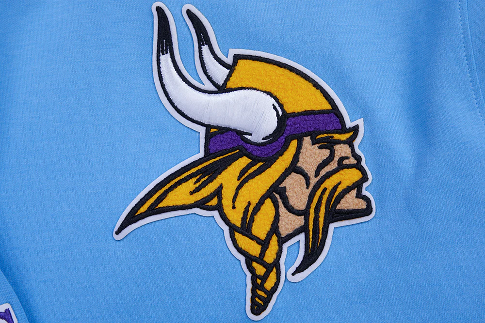 NFL MINNESOTA VIKINGS CLASSIC CHENILLE DOUBLE KNIT PULLOVER HOODIE (UNIVERSITY BLUE) - Image 6