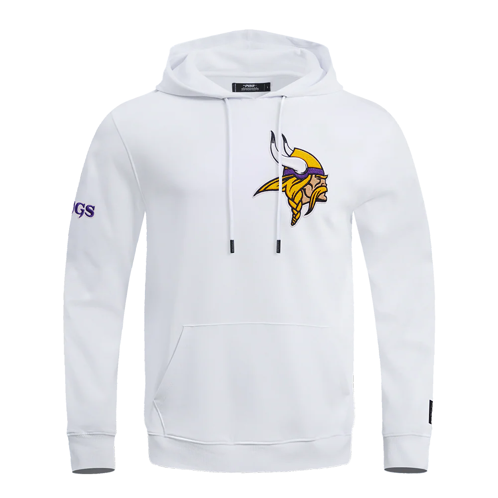 NFL MINNESOTA VIKINGS CLASSIC CHENILLE DOUBLE KNIT PULLOVER HOODIE (WHITE)