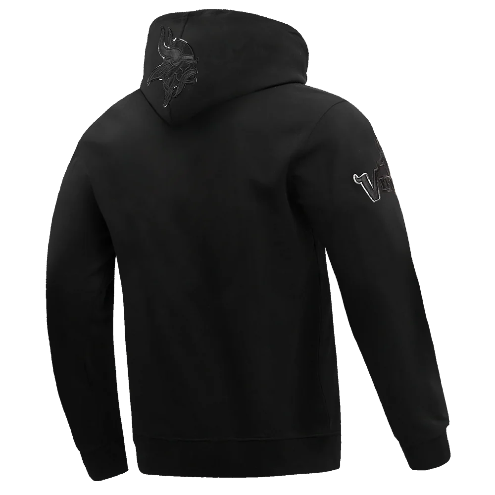 NFL MINNESOTA VIKINGS TRIPLE BLACK MEN'S DOUBLE KNIT PULLOVER HOODIE (TRIPLE BLACK MEN'S) - Image 3