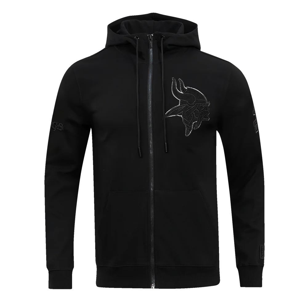 NFL MINNESOTA VIKINGS TRIPLE BLACK MEN'S DK FZ HOODIE (TRIPLE BLACK)