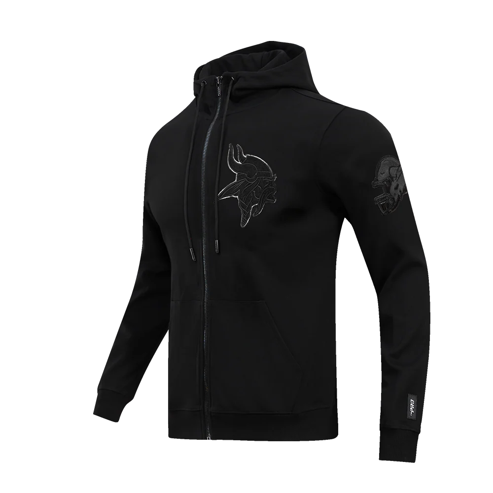NFL MINNESOTA VIKINGS TRIPLE BLACK MEN'S DK FZ HOODIE (TRIPLE BLACK) - Image 2