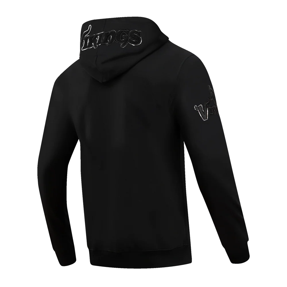 NFL MINNESOTA VIKINGS TRIPLE BLACK MEN'S DK FZ HOODIE (TRIPLE BLACK) - Image 3