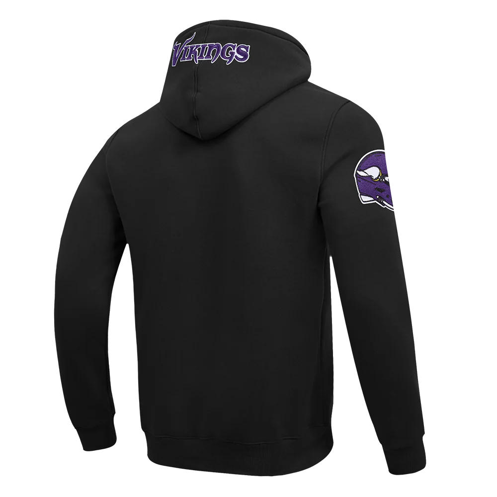 NFL MINNESOTA VIKINGS OLD ENGLISH MEN'S PO HOODIE (BLACK) - Image 4