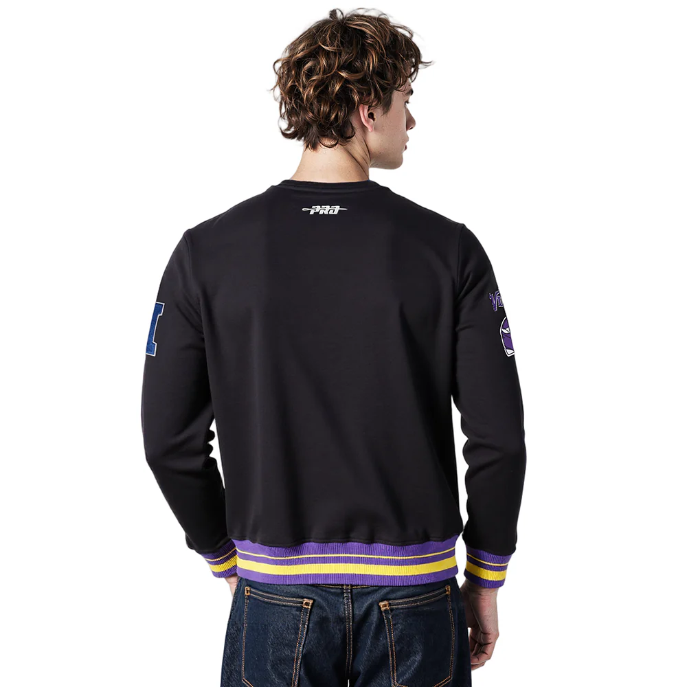 NFL MINNESOTA VIKINGS MASHUP MEN'S RIB CREWNECK (BLACK/PURPLE) - Image 9