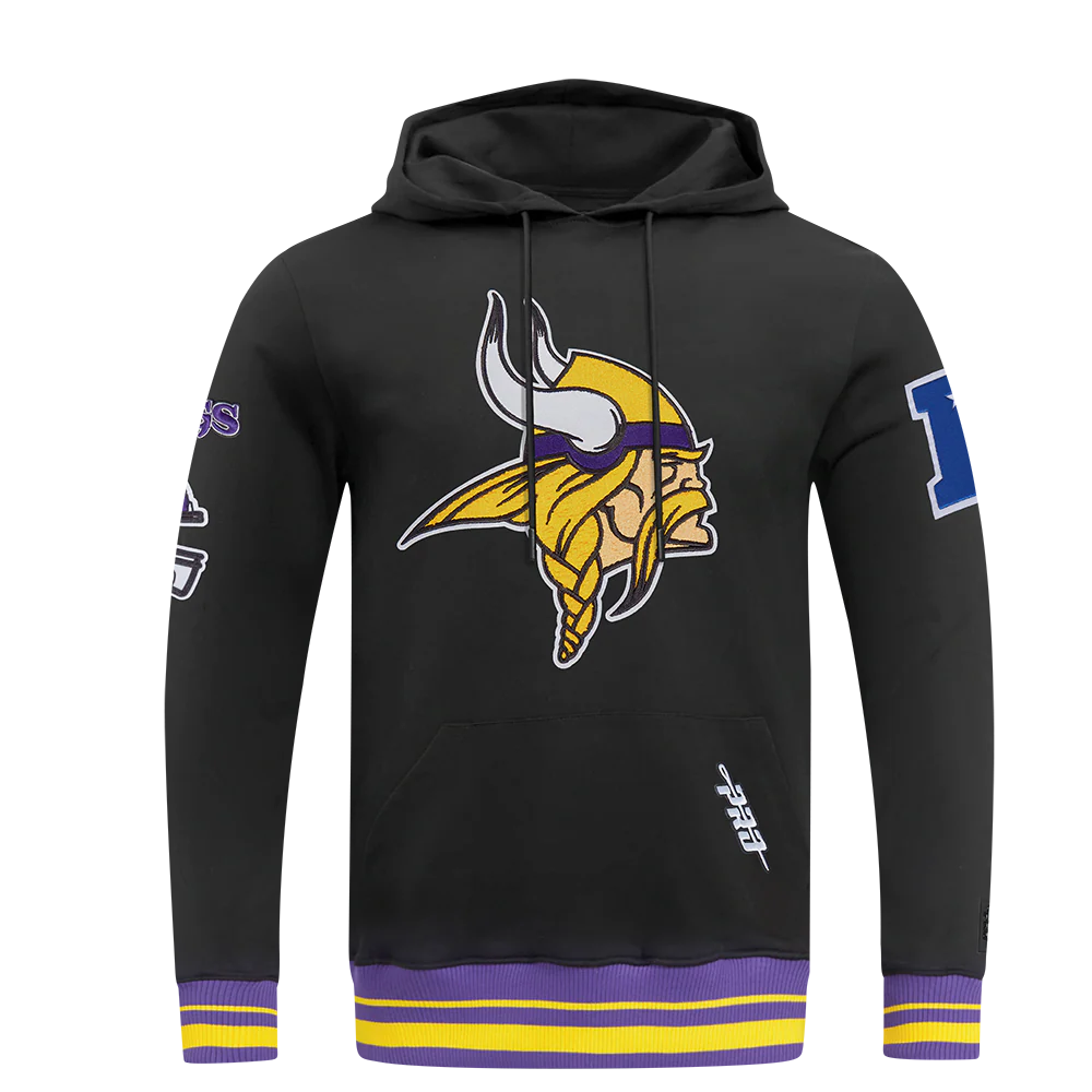NFL MINNESOTA VIKINGS MASHUP MEN'S RIB PULLOVER HOODIE (BLACK/PURPLE)