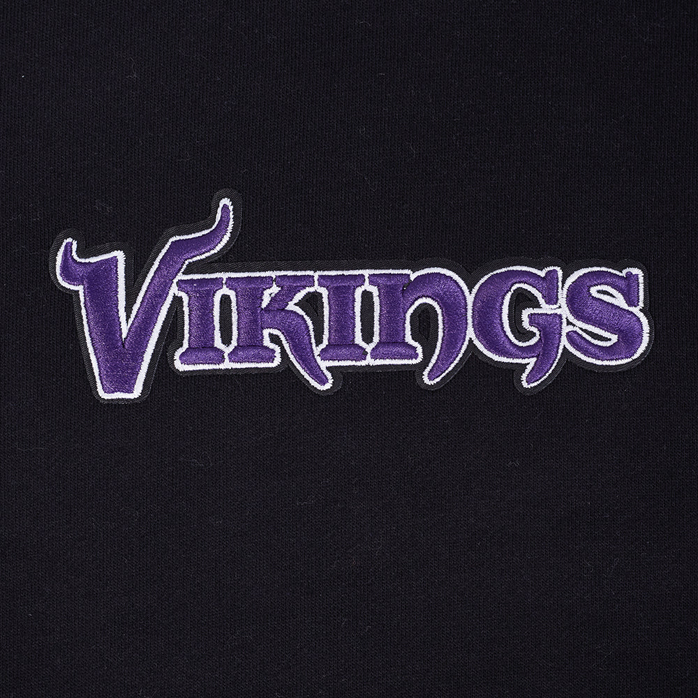 NFL MINNESOTA VIKINGS WINGSPAN MEN'S DROP SHOULDER FLC CREWNECK (BLACK) - Image 14