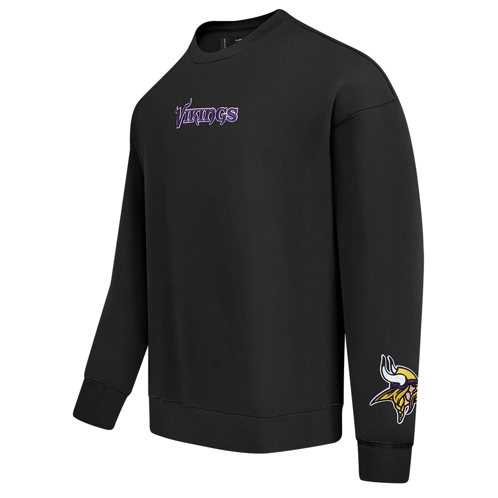 NFL MINNESOTA VIKINGS WINGSPAN MEN'S DROP SHOULDER FLC CREWNECK (BLACK) - Image 3