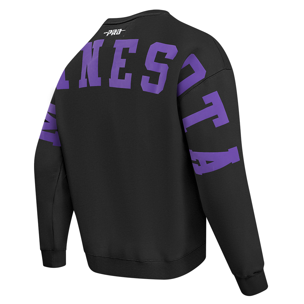 NFL MINNESOTA VIKINGS WINGSPAN MEN'S DROP SHOULDER FLC CREWNECK (BLACK) - Image 4