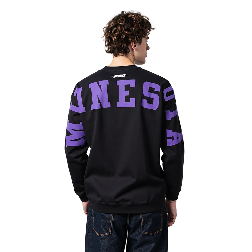 NFL MINNESOTA VIKINGS WINGSPAN MEN'S DROP SHOULDER FLC CREWNECK (BLACK) - Image 9