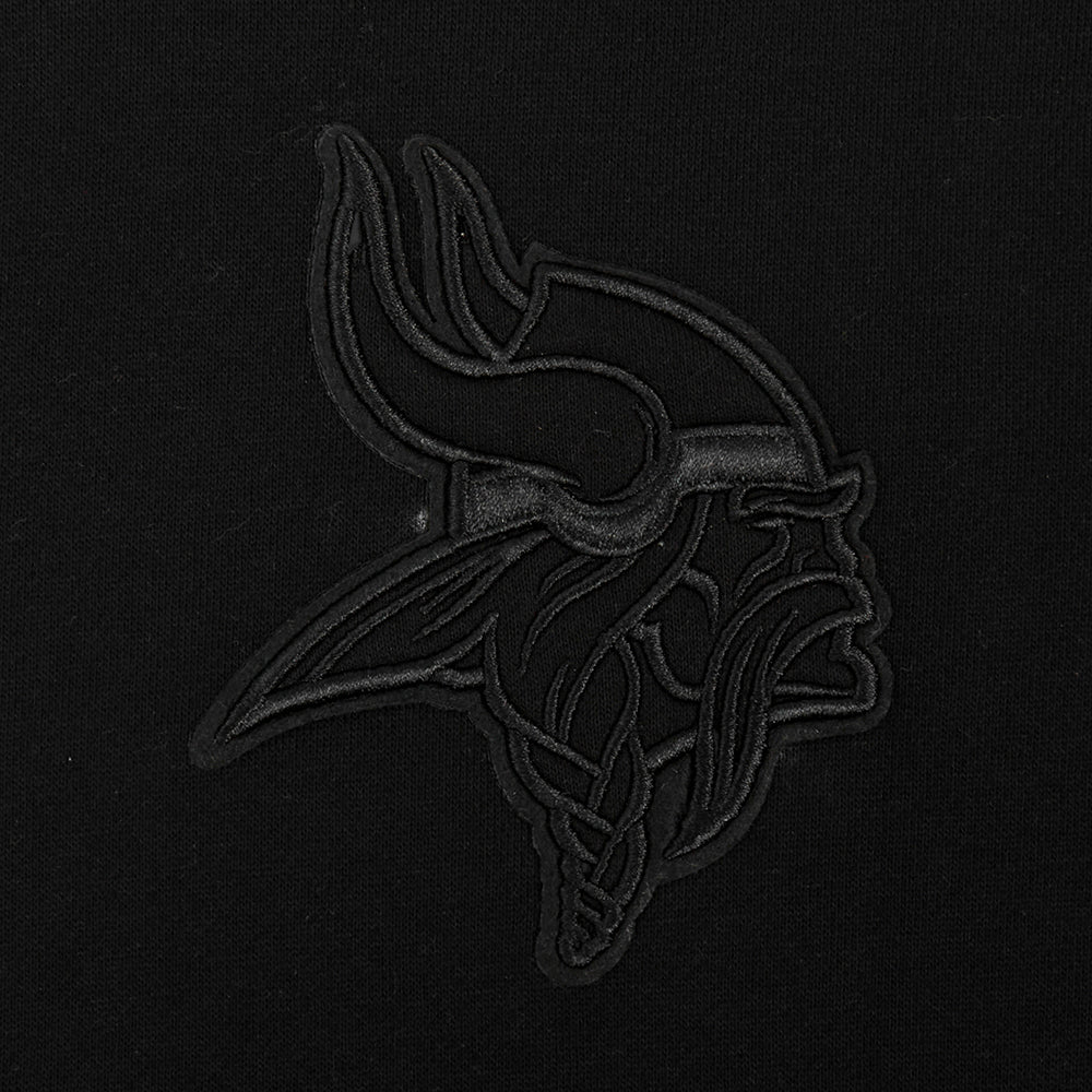 NFL MINNESOTA VIKINGS NEUTRAL MEN'S DROP SHOULDER PULLOVER HOODIE (BLACK) - Image 5