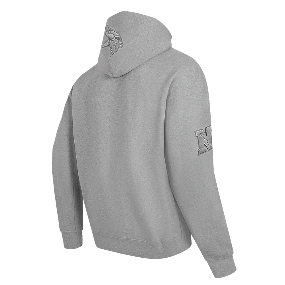 NFL MINNESOTA VIKINGS NEUTRAL MEN'S DROP SHOULDER PULLOVER HOODIE (DARK HEATHER GRAY) - Image 4
