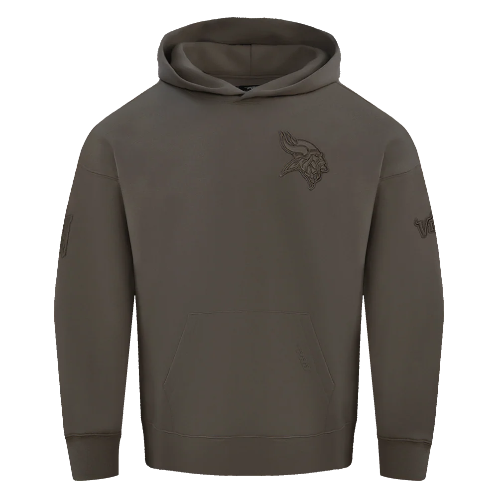 NFL MINNESOTA VIKINGS NEUTRAL MEN'S DROP SHOULDER PULLOVER HOODIE (DARK TAUPE)