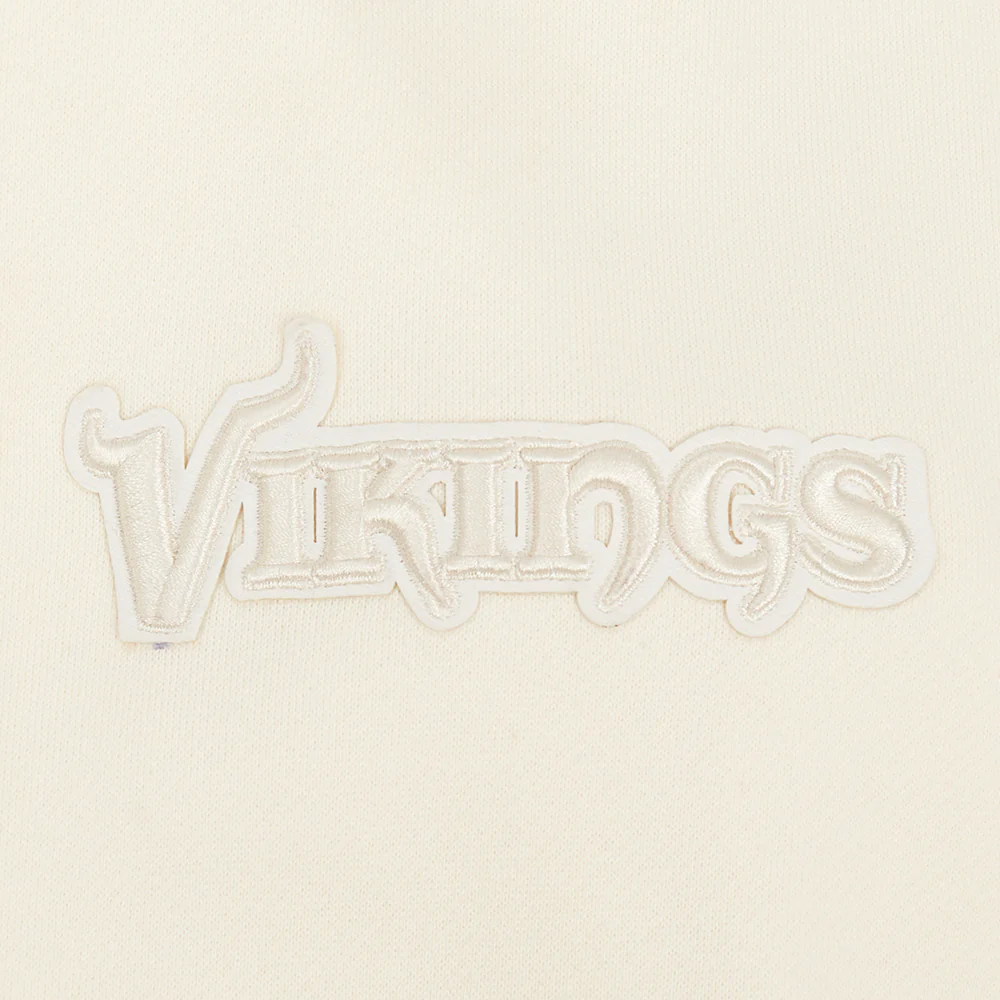 NFL MINNESOTA VIKINGS NEUTRAL MEN'S DROP SHOULDER PULLOVER HOODIE (EGGSHELL) - Image 7