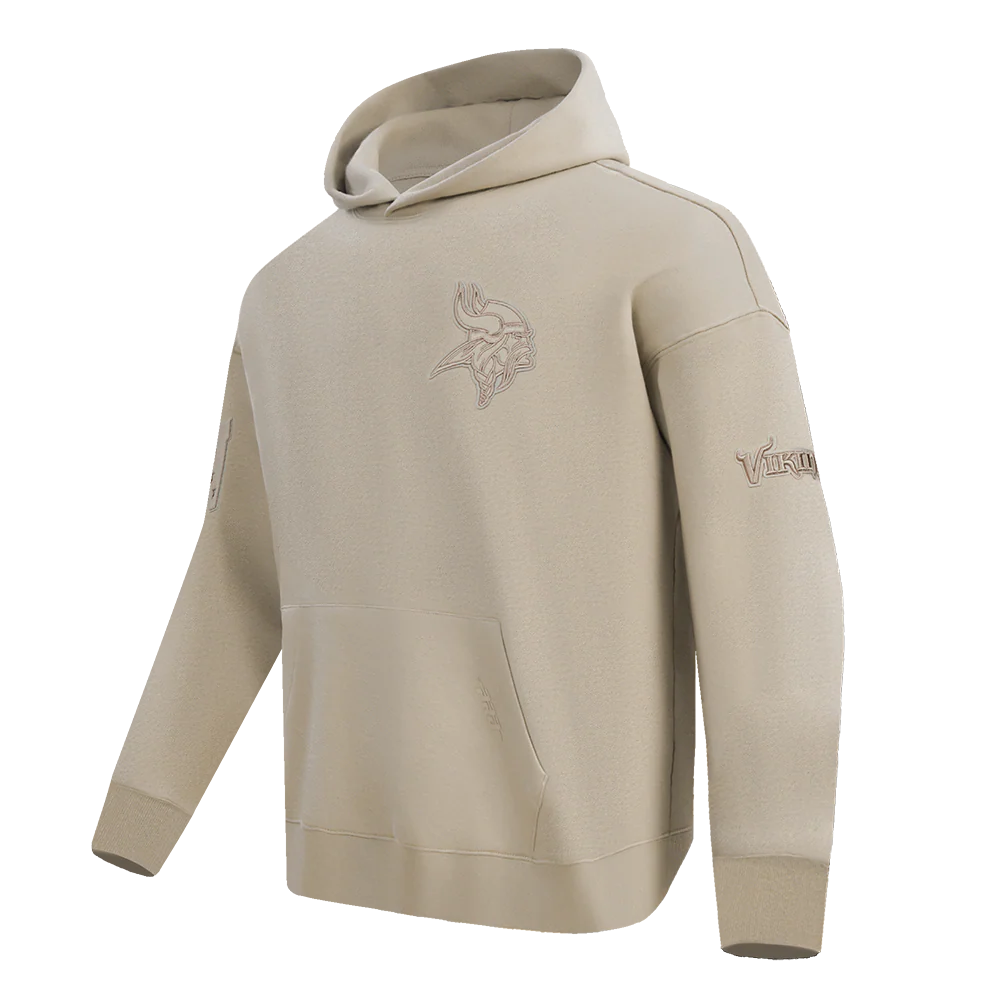 NFL MINNESOTA VIKINGS NEUTRAL MEN'S DROP SHOULDER PULLOVER HOODIE (TAUPE) - Image 2