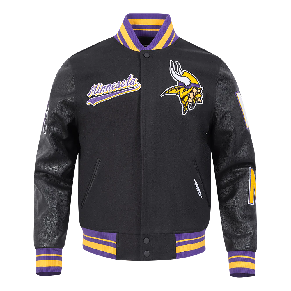 NFL MINNESOTA VIKINGS SCRIPT TAIL MEN'S RIB WOOL VARSITY (BLACK/PURPLE) - Image 5