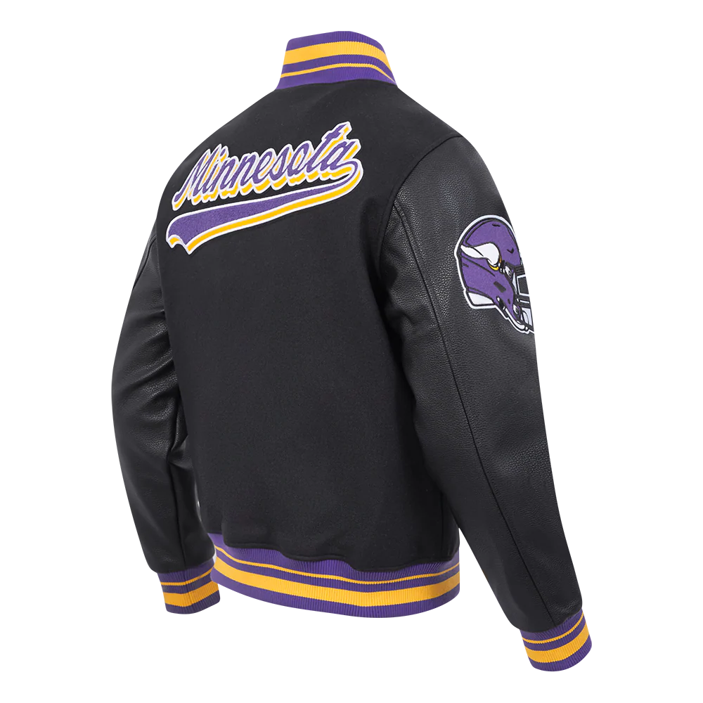 NFL MINNESOTA VIKINGS SCRIPT TAIL MEN'S RIB WOOL VARSITY (BLACK/PURPLE) - Image 8