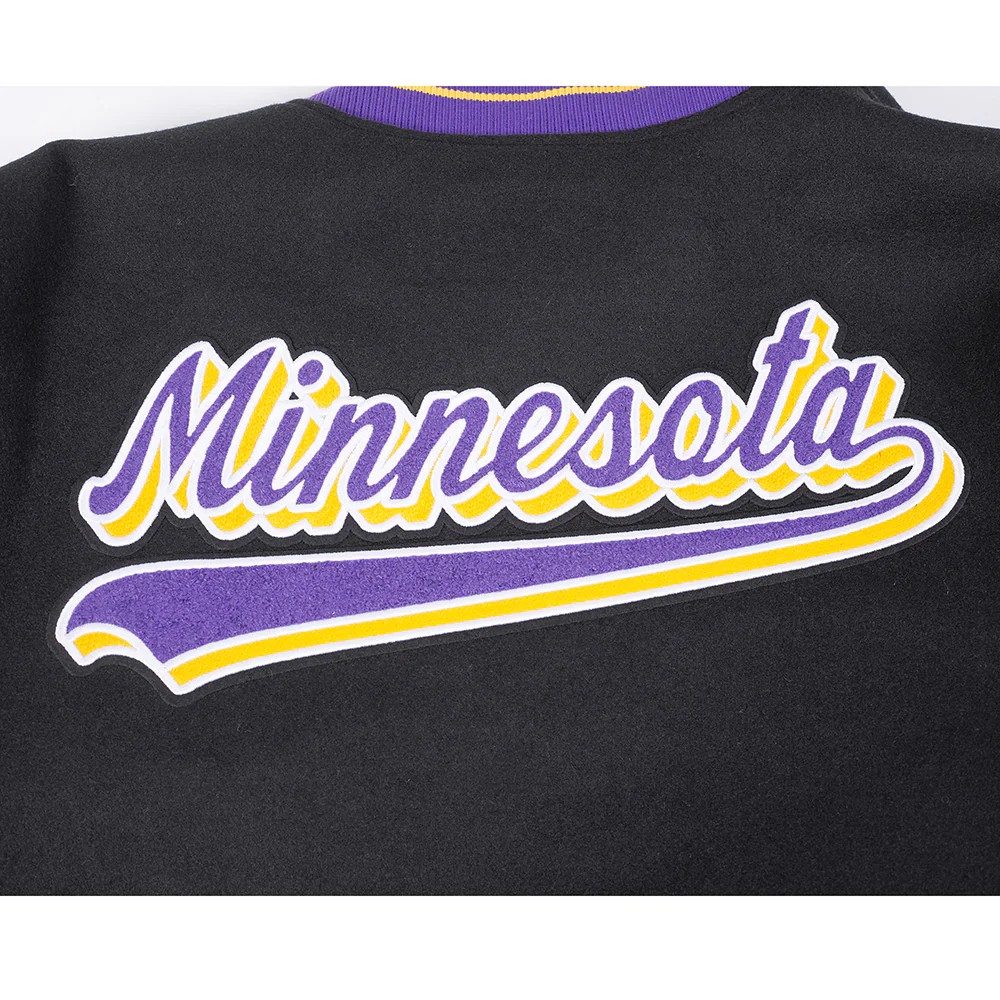 NFL MINNESOTA VIKINGS SCRIPT TAIL MEN'S RIB WOOL VARSITY (BLACK/PURPLE) - Image 9