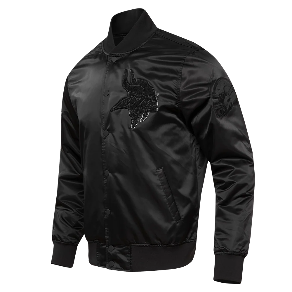 NFL MINNESOTA VIKINGS TRIPLE BLACK SATIN JACKET (TRIPLE BLACK) - Image 2