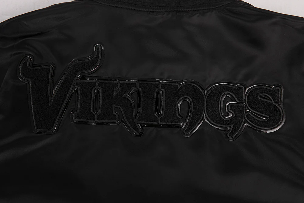 NFL MINNESOTA VIKINGS TRIPLE BLACK SATIN JACKET (TRIPLE BLACK) - Image 5