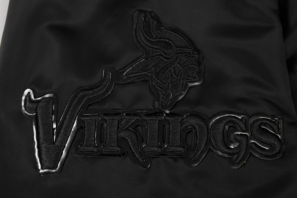 NFL MINNESOTA VIKINGS TRIPLE BLACK SATIN JACKET (TRIPLE BLACK) - Image 7