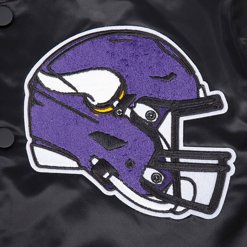 NFL MINNESOTA VIKINGS MASHUP MEN'S RIB SATIN JACKET (BLACK/PURPLE) - Image 5