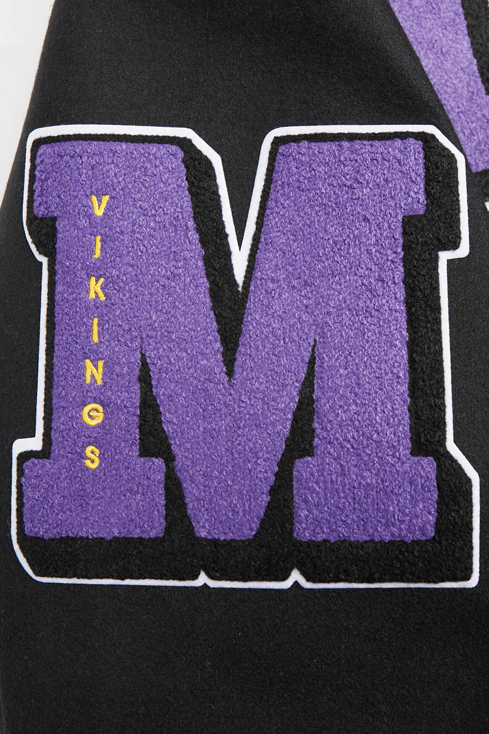 NFL MINNESOTA VIKINGS MASHUP MEN'S RIB WOOL VARSITY JACKET (BLACK/PURPLE) - Image 10