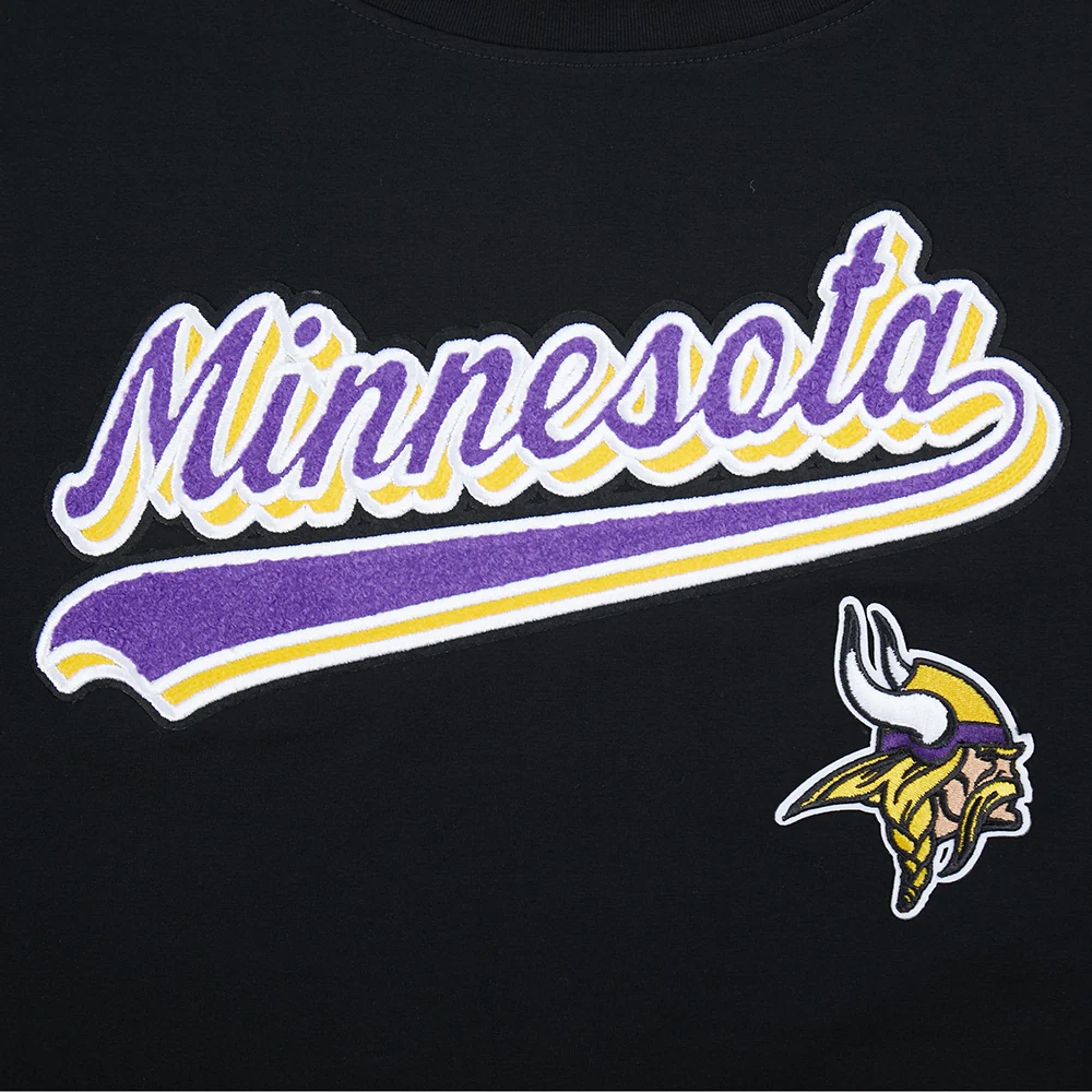 NFL MINNESOTA VIKINGS SCRIPT TAIL WOMEN'S SJ BOXY TEE (BLACK) - Image 11
