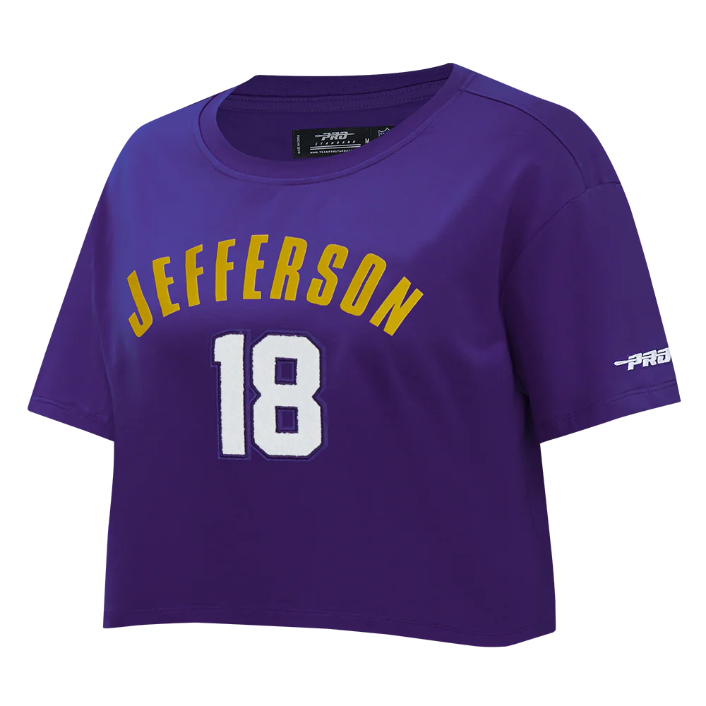 NFL MINNESOTA VIKINGS JUSTIN JEFFERSON #18 CLASSIC PNN WOMEN'S SJ BOXY TEE (Purple) - Image 3