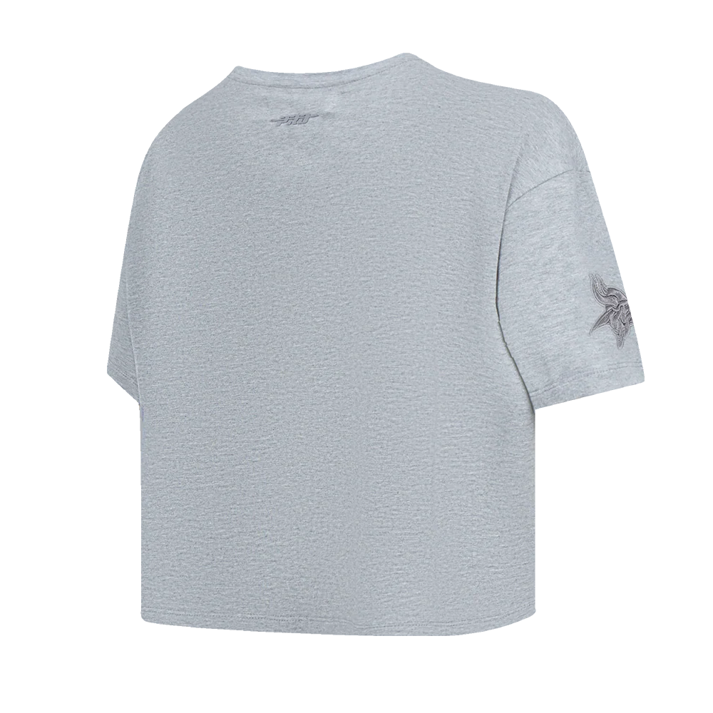 NFL MINNESOTA VIKINGS NEUTRAL SINGLE JERSEY BOXY TEE (DARK HEATHER GRAY) - Image 4